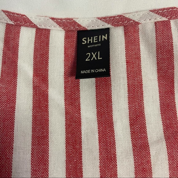 Shein - Striped Button Front Midi Dress - Size 2X - Picture 8 of 9